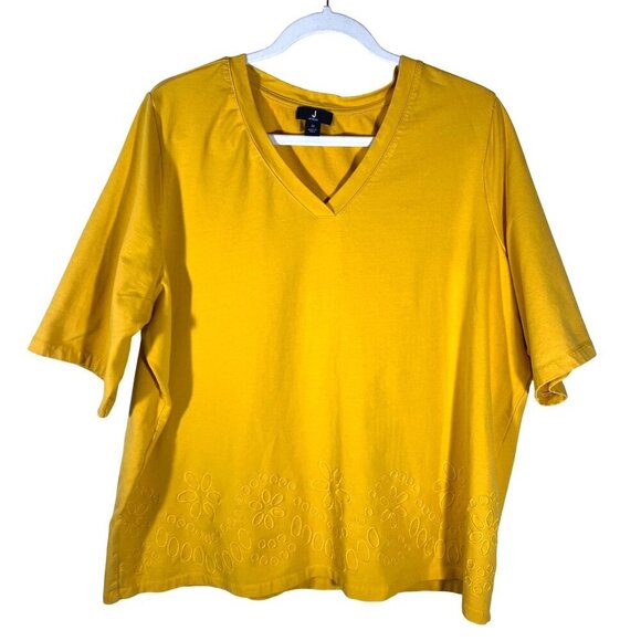 J Jason Wu French Terry Short Sleeve Sweatshirt top with Embroidery women’s 1X - Picture 4 of 10